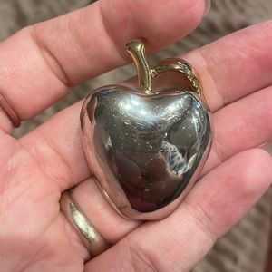 Liz Claiborne Apple brooch silver tone gold tone metal brooch